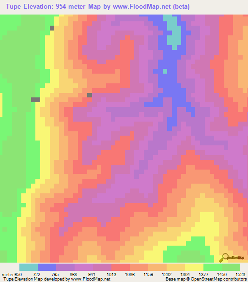 Tupe,Venezuela Elevation Map
