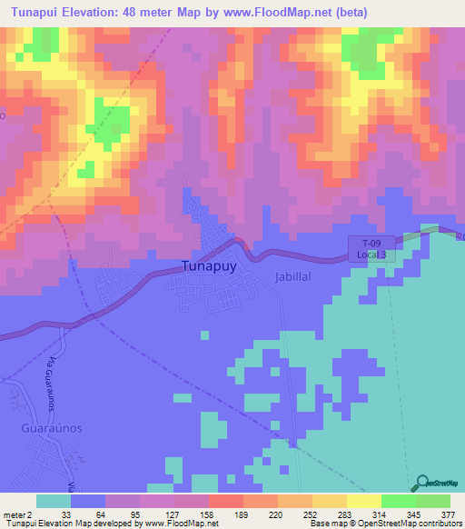 Tunapui,Venezuela Elevation Map
