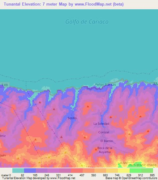 Tunantal,Venezuela Elevation Map