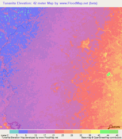 Tunanita,Venezuela Elevation Map