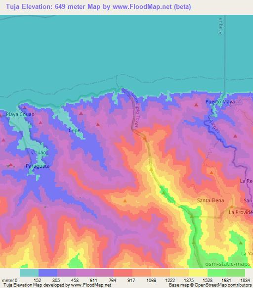 Tuja,Venezuela Elevation Map