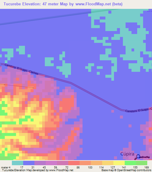 Tucurebe,Venezuela Elevation Map