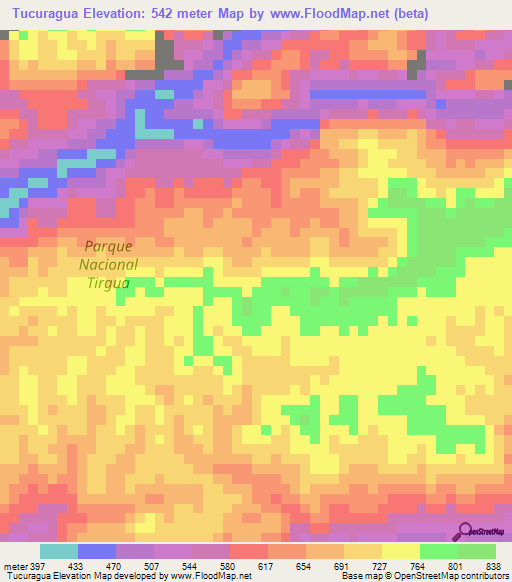 Tucuragua,Venezuela Elevation Map