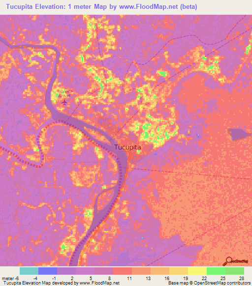 Tucupita,Venezuela Elevation Map