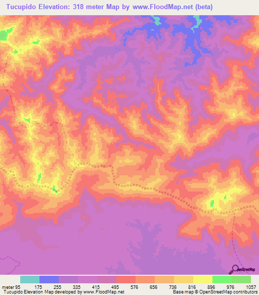 Tucupido,Venezuela Elevation Map
