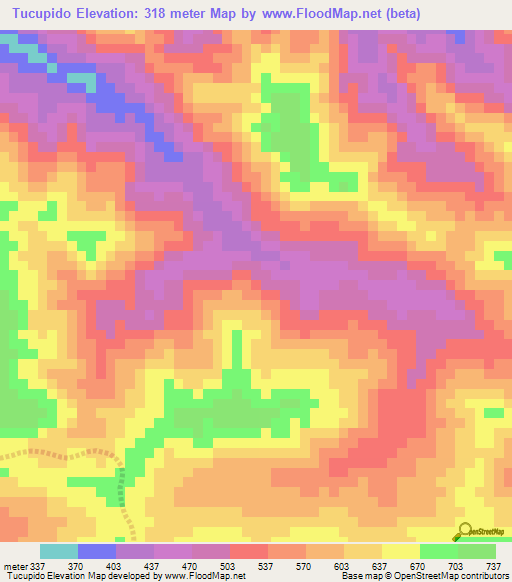 Tucupido,Venezuela Elevation Map