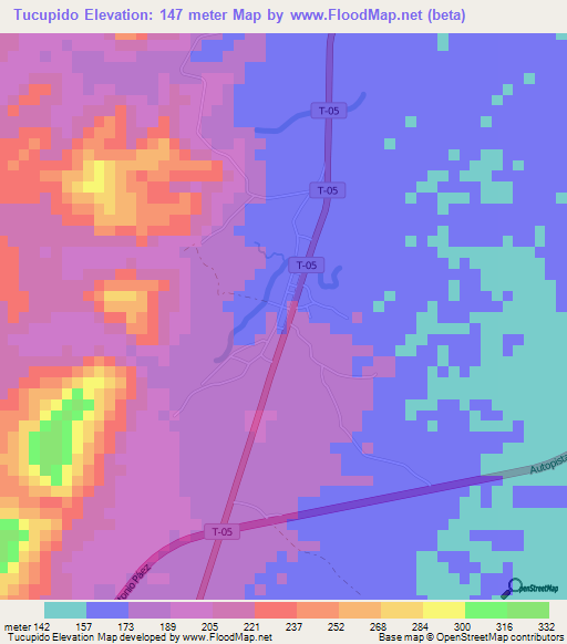 Tucupido,Venezuela Elevation Map