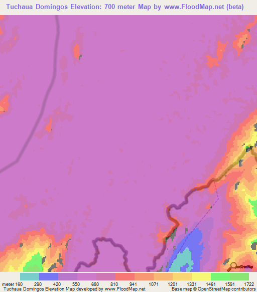 Tuchaua Domingos,Venezuela Elevation Map