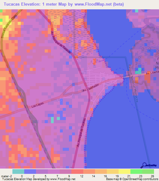 Tucacas,Venezuela Elevation Map