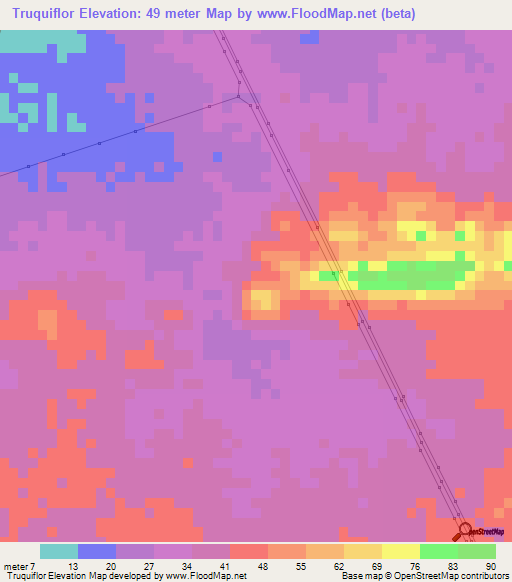 Truquiflor,Venezuela Elevation Map