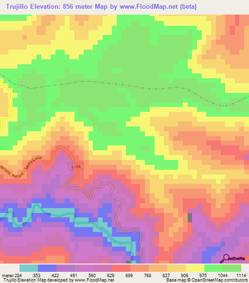 Trujillo,Venezuela Elevation Map