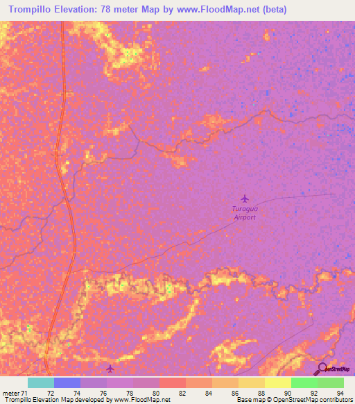 Trompillo,Venezuela Elevation Map