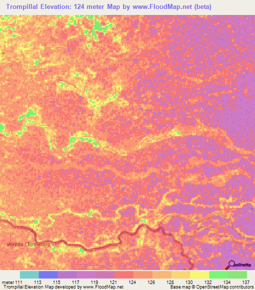 Trompillal,Venezuela Elevation Map