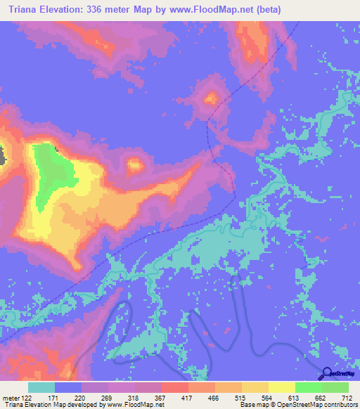 Triana,Venezuela Elevation Map