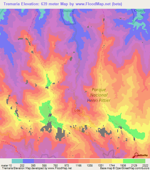 Tremaria,Venezuela Elevation Map