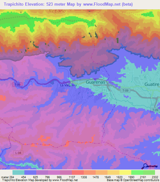 Trapichito,Venezuela Elevation Map