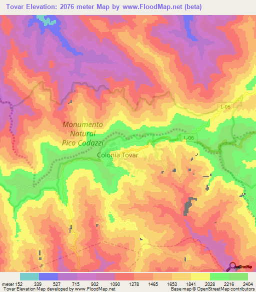 Tovar,Venezuela Elevation Map