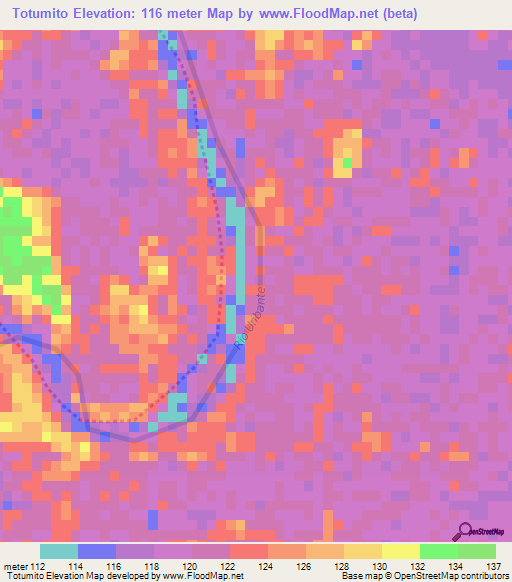 Totumito,Venezuela Elevation Map