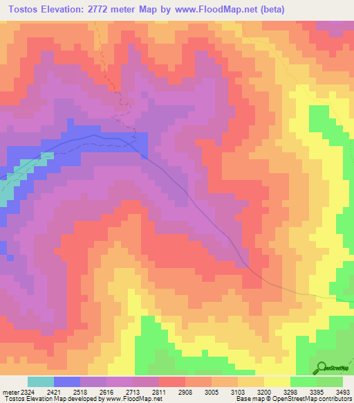 Tostos,Venezuela Elevation Map
