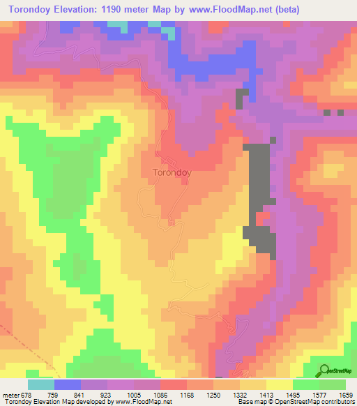 Torondoy,Venezuela Elevation Map