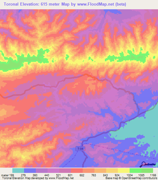 Toronal,Venezuela Elevation Map