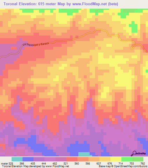 Toronal,Venezuela Elevation Map