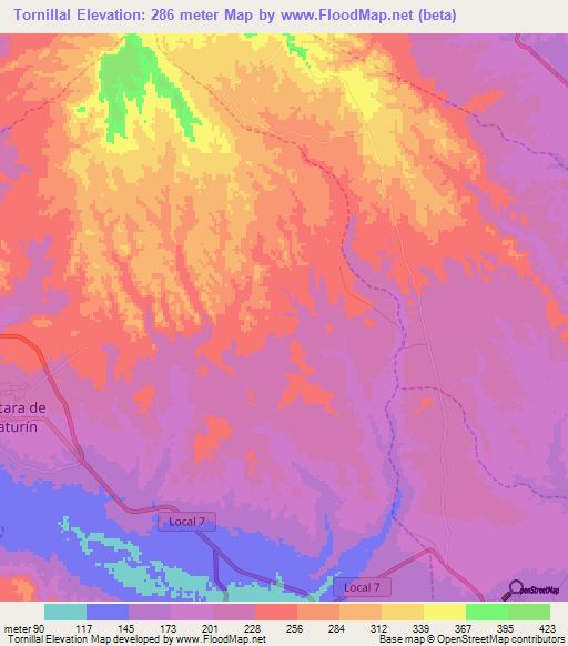Tornillal,Venezuela Elevation Map