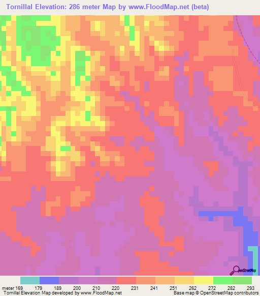 Tornillal,Venezuela Elevation Map