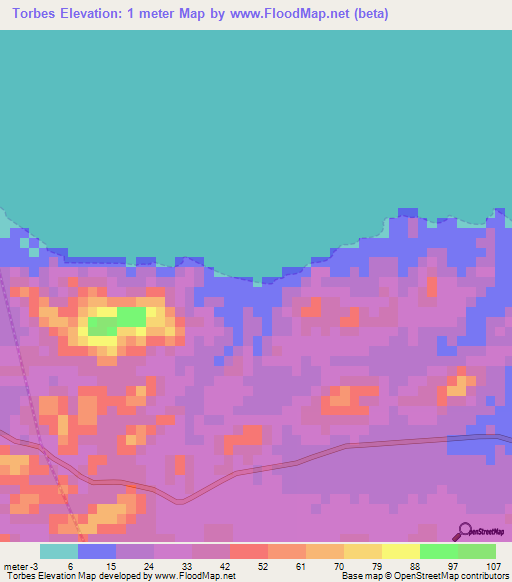 Torbes,Venezuela Elevation Map
