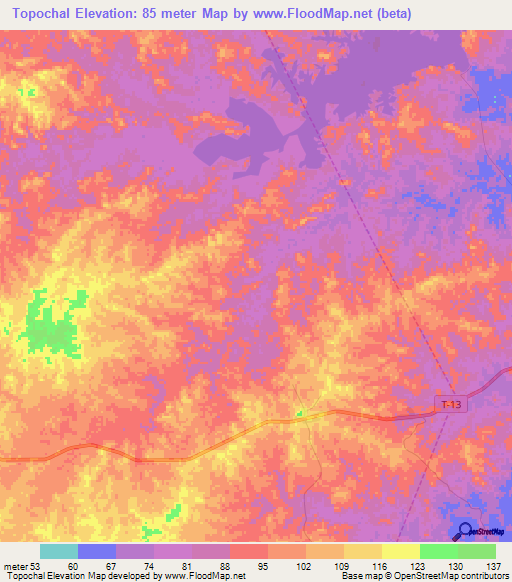 Topochal,Venezuela Elevation Map
