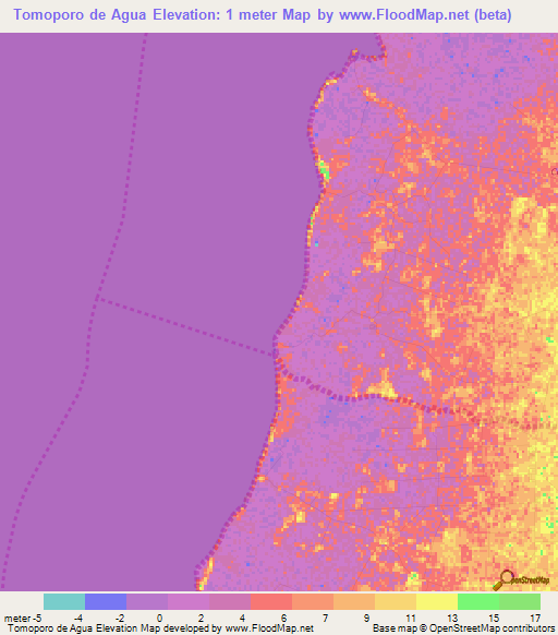 Tomoporo de Agua,Venezuela Elevation Map