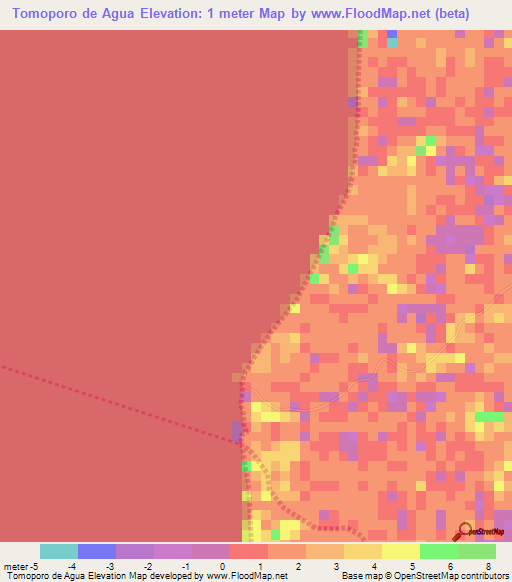 Tomoporo de Agua,Venezuela Elevation Map