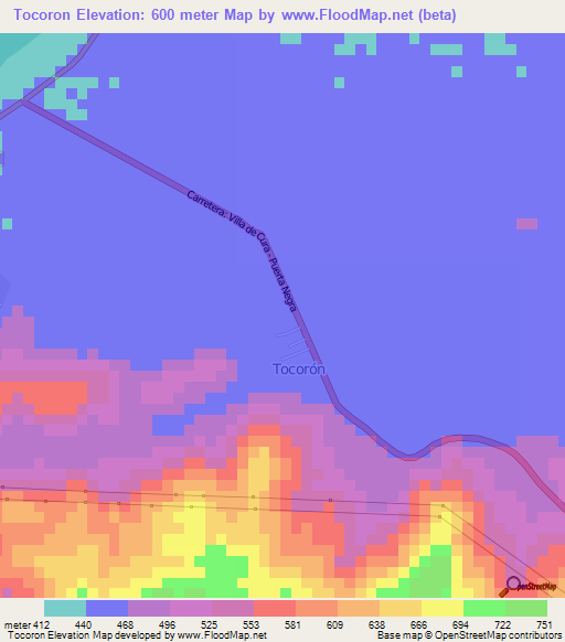 Tocoron,Venezuela Elevation Map