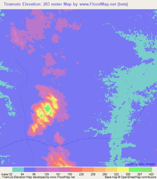 Tiramuto,Venezuela Elevation Map