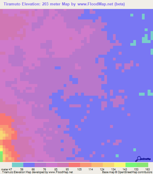 Tiramuto,Venezuela Elevation Map