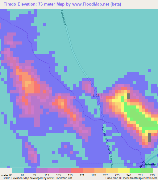 Tirado,Venezuela Elevation Map