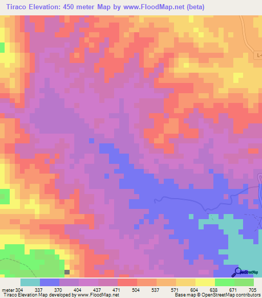 Tiraco,Venezuela Elevation Map