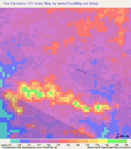 Tira,Venezuela Elevation Map