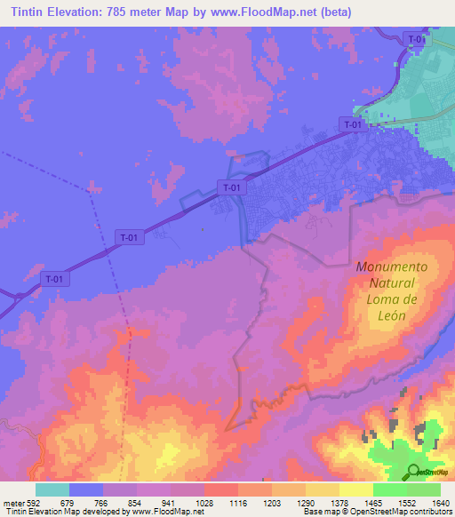 Tintin,Venezuela Elevation Map