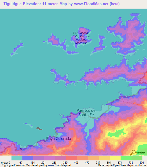 Tiguitigue,Venezuela Elevation Map