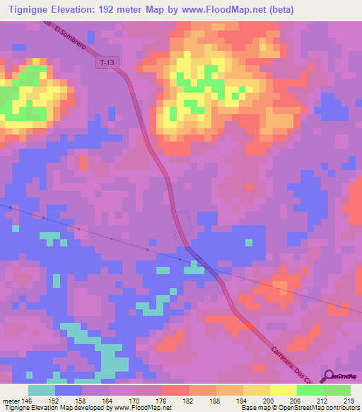 Tignigne,Venezuela Elevation Map