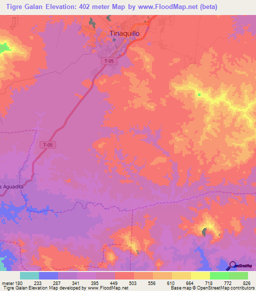 Tigre Galan,Venezuela Elevation Map