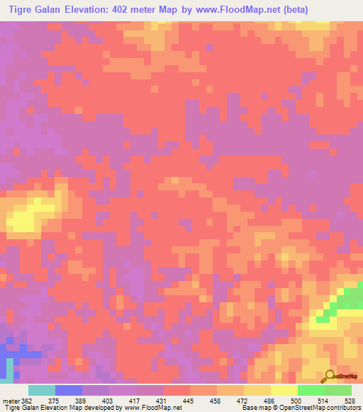 Tigre Galan,Venezuela Elevation Map