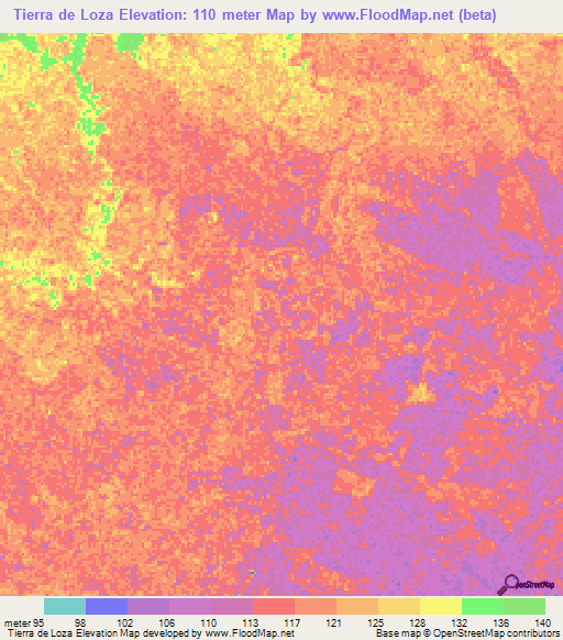 Tierra de Loza,Venezuela Elevation Map