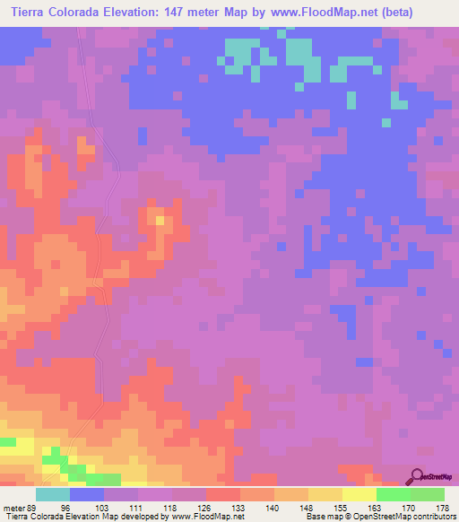Tierra Colorada,Venezuela Elevation Map
