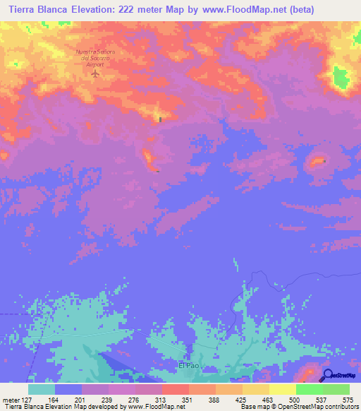 Tierra Blanca,Venezuela Elevation Map