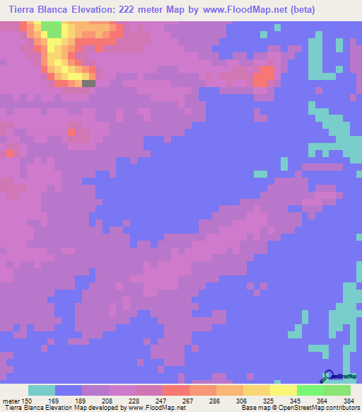 Tierra Blanca,Venezuela Elevation Map