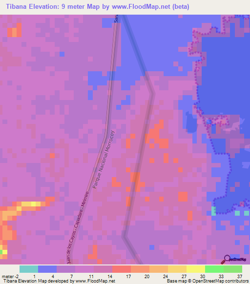 Tibana,Venezuela Elevation Map
