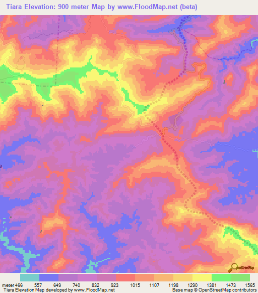Tiara,Venezuela Elevation Map