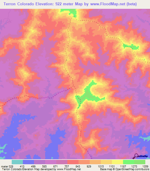Terron Colorado,Venezuela Elevation Map